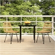 Bowery Hill Spolyethylene & Tempered Glass Garden Dining Set in Black