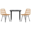 Bowery Hill Spolyethylene & Tempered Glass Garden Dining Set in Black