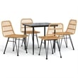 Bowery Hill Contemporary Powder-Coated 5 Piece Garden Dining Set in Black