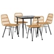 Bowery Hill Contemporary Powder-Coated 5 Piece Garden Dining Set in Black
