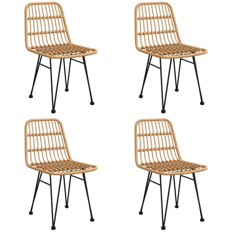 Bowery Hill Contemporary Powder-Coated 5 Piece Garden Dining Set in Black