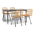 Bowery Hill Contemporary Powder-Coated 5 Piece Garden Dining Set in Black