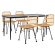 Bowery Hill Contemporary Powder-Coated 5 Piece Garden Dining Set in Black