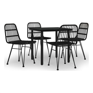 Bowery Hill Poly Rattan Medium Durable Garden Dining Set in Black