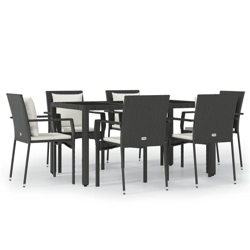 Bowery Hill Contemporary Garden Dining Set in Black/Cream White