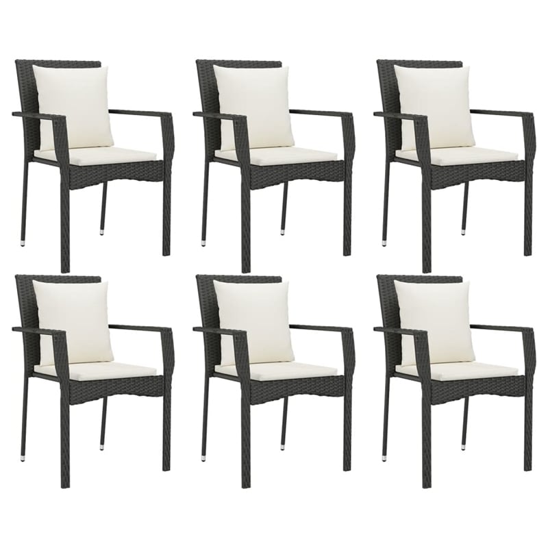 Bowery Hill Contemporary Garden Dining Set in Black/Cream White