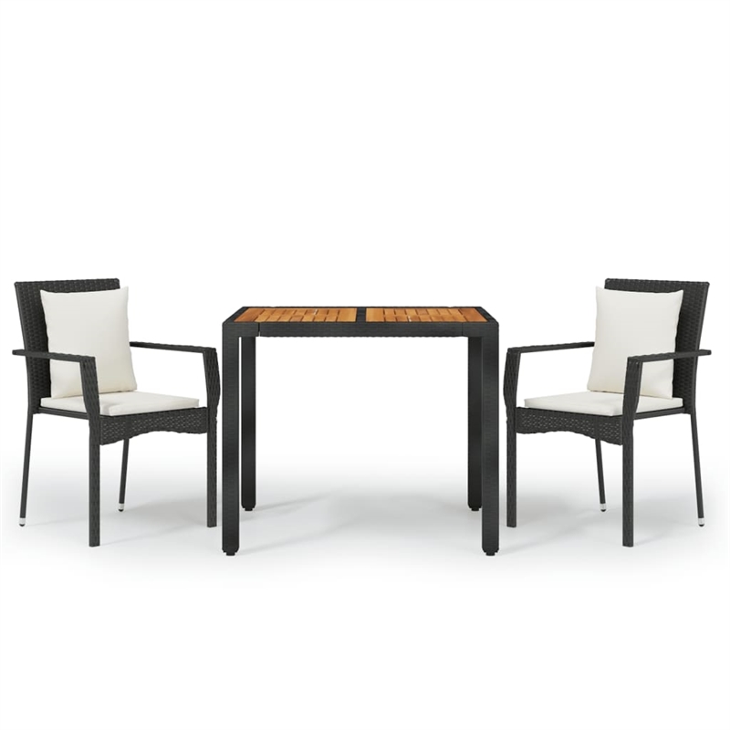 Bowery Hill Contemporary Garden Dining Set in Black/Cream White