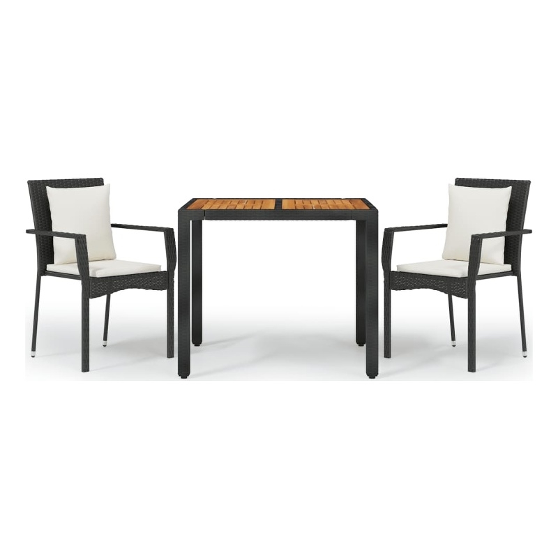 Bowery Hill Contemporary Garden Dining Set in Black/Cream White