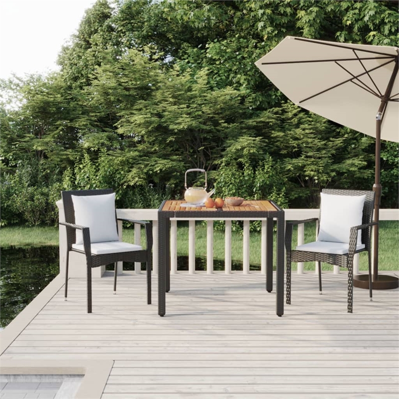 Bowery Hill Contemporary Garden Dining Set in Black/Cream White
