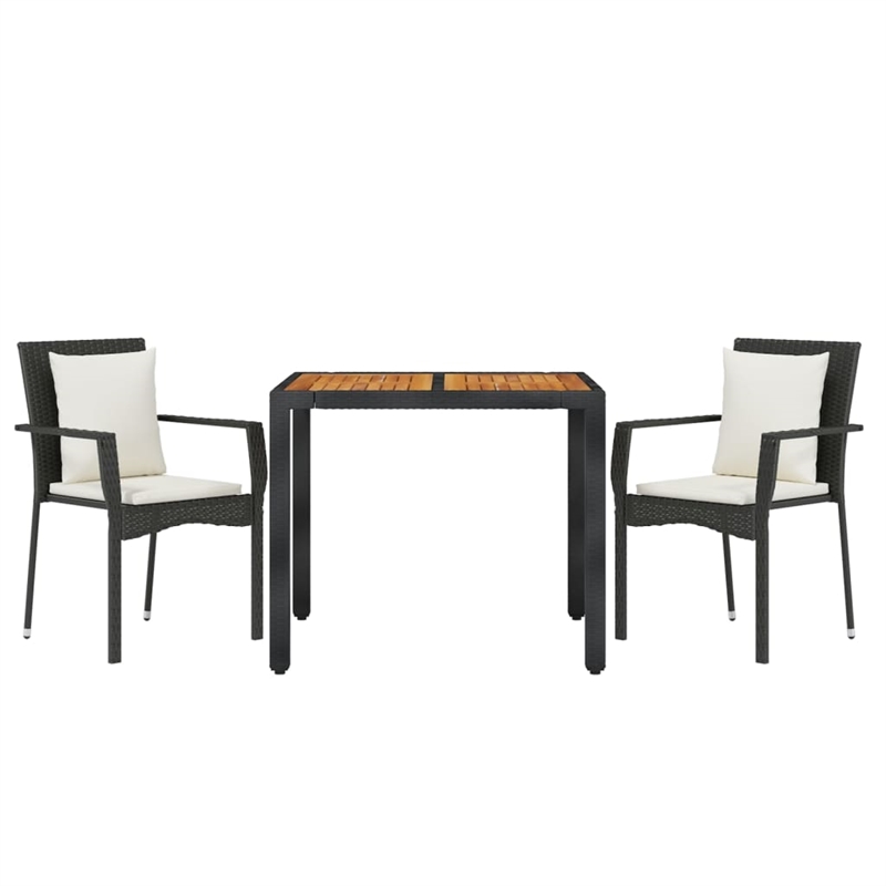 Bowery Hill Contemporary Garden Dining Set in Black/Cream White