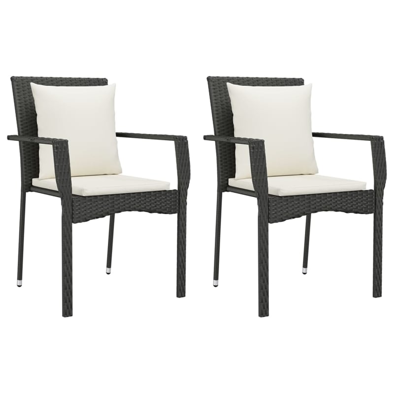 Bowery Hill Contemporary Garden Dining Set in Black/Cream White