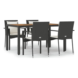 Bowery Hill Contemporary Garden Dining Set in Black/Cream White