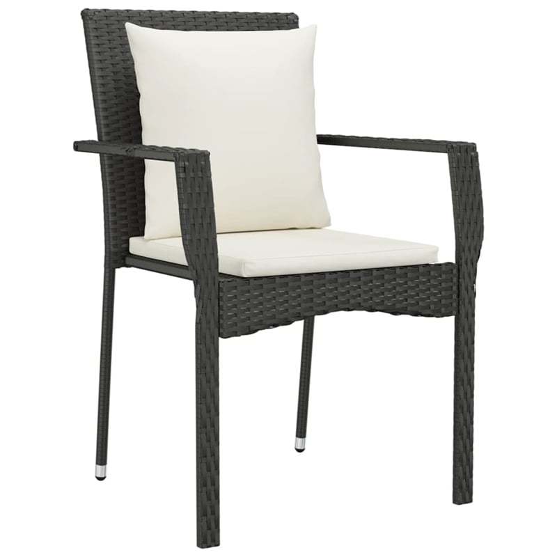 Bowery Hill Contemporary Garden Dining Set in Black/Cream White