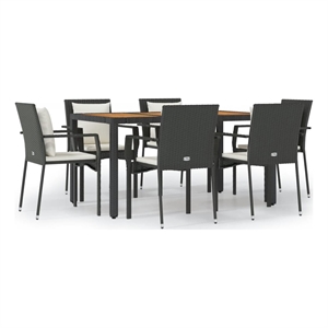 Bowery Hill Contemporary Weather-Resistant Garden Dining Set in Black