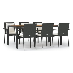 Bowery Hill Contemporary Garden Dining Set in Black and Cream White