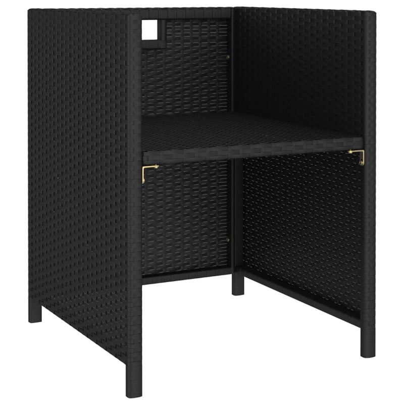 Bowery Hill Poly Rattan 6-Piece Set Patio Dining Set in Black