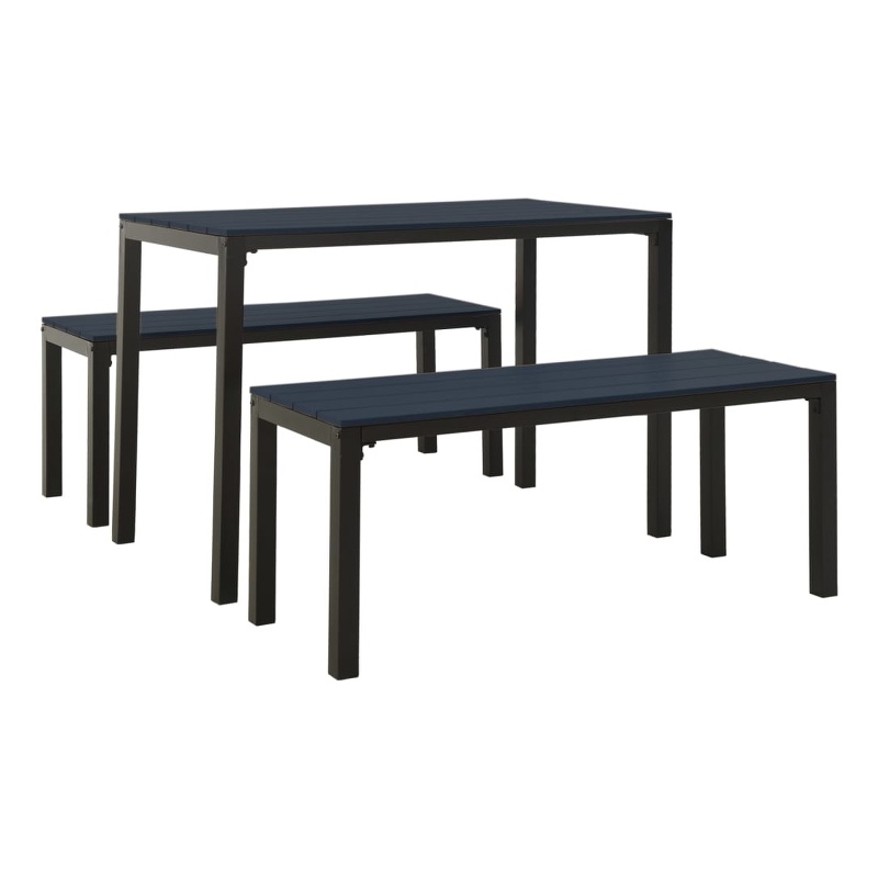 Bowery Hill Steel/Wood Plastic Composites Medium Garden Dining Set in Black