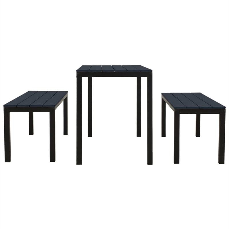 Bowery Hill Steel/Wood Plastic Composites Medium Garden Dining Set in Black