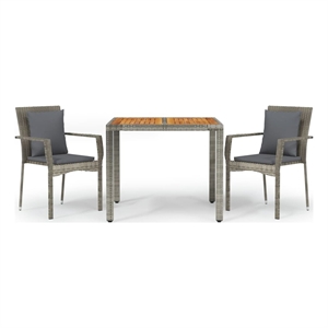 Bowery Hill Contemporary Weather-Resistant Garden Dining Set in Gray