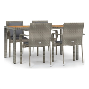 Bowery Hill Contemporary Garden Dining Set in Gray/Dark Gray