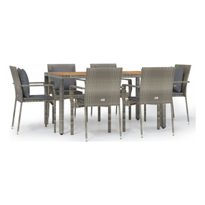 Bowery Hill Contemporary Weather-Resistant 7 Piece Garden Dining Set in Gray