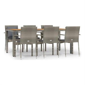 Bowery Hill Contemporary Garden Dining Set in Gray/Dark Gray Cushions
