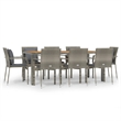 Bowery Hill PE Rattan 9 Piece Set Modular Garden Dining Set in Gray
