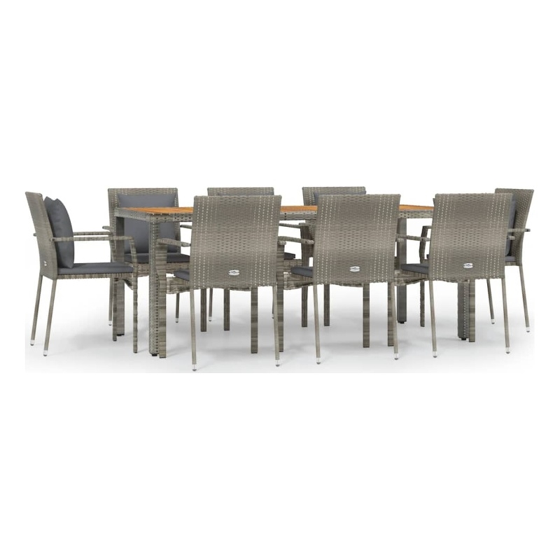 Bowery Hill PE Rattan 9 Piece Set Modular Garden Dining Set in Gray