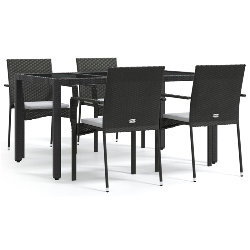 Bowery Hill Contemporary Garden Dining Set in Black/Cream White