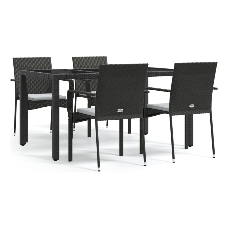 Bowery Hill Contemporary Garden Dining Set in Black/Cream White