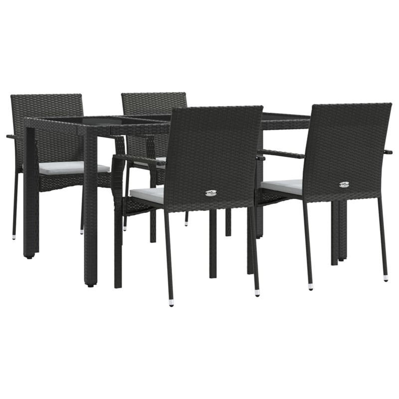 Bowery Hill Contemporary Garden Dining Set in Black/Cream White