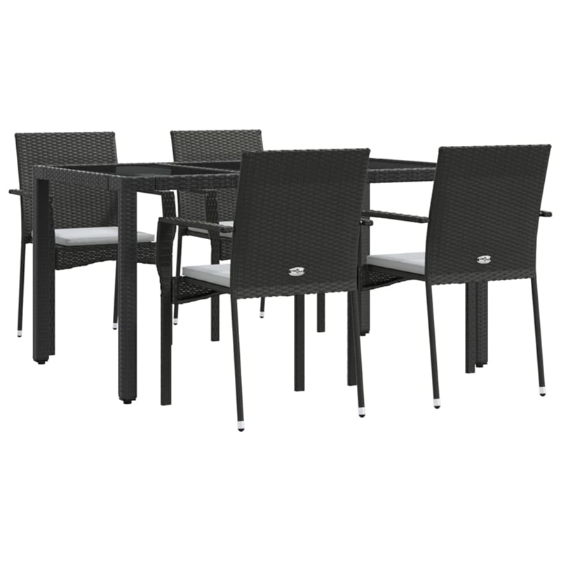 Bowery Hill Contemporary Garden Dining Set in Black/Cream White