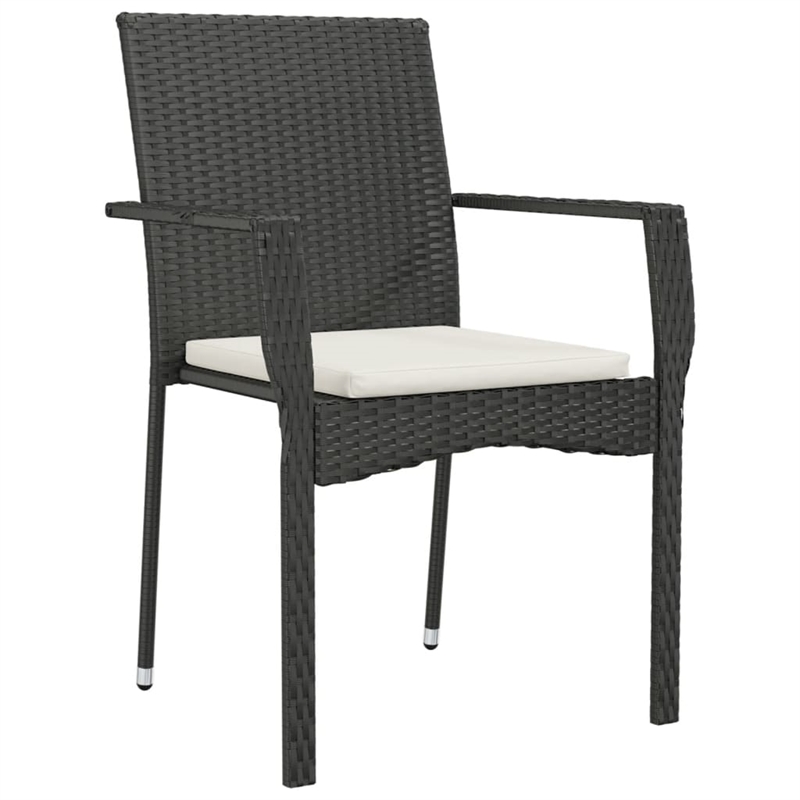 Bowery Hill Contemporary Weather-Resistant Garden Dining Set in Black/Cream