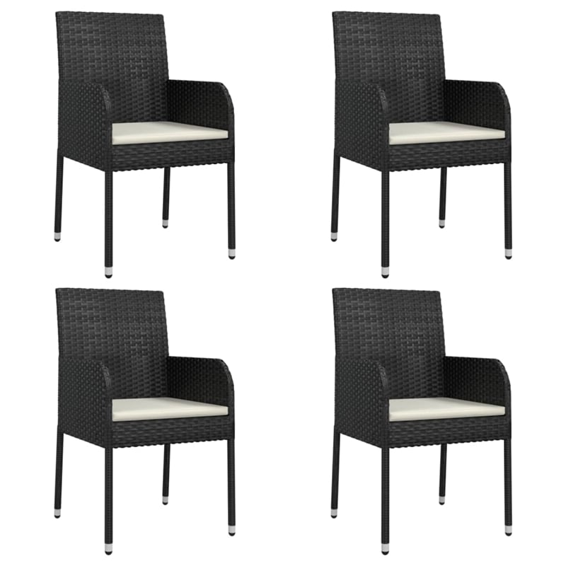 Bowery Hill Contemporary Weather-Resistant Garden Dining Set in Black