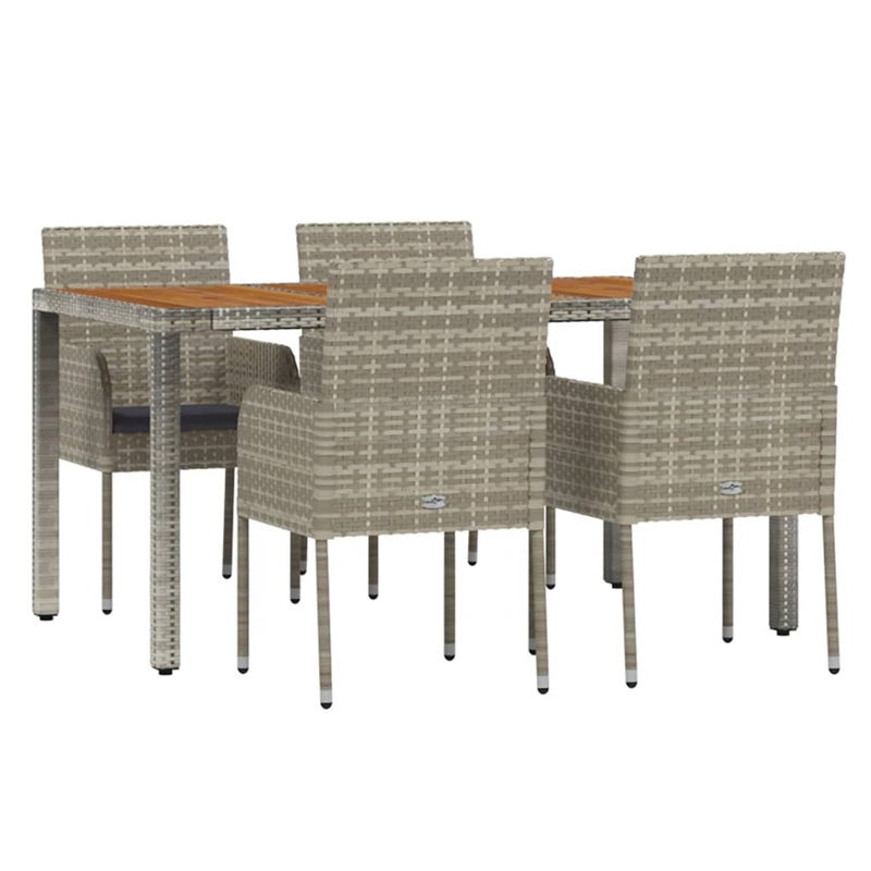 Bowery Hill Contemporary Powder-Coated 5 Piece Garden Dining Set in Gray