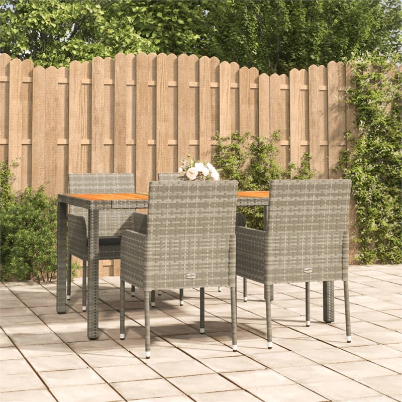 Bowery Hill Contemporary Powder-Coated 5 Piece Garden Dining Set in Gray