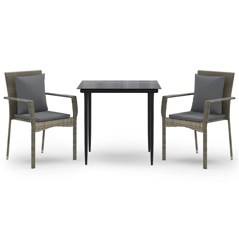 Bowery Hill Contemporary Garden Dining Set in Black and Gray