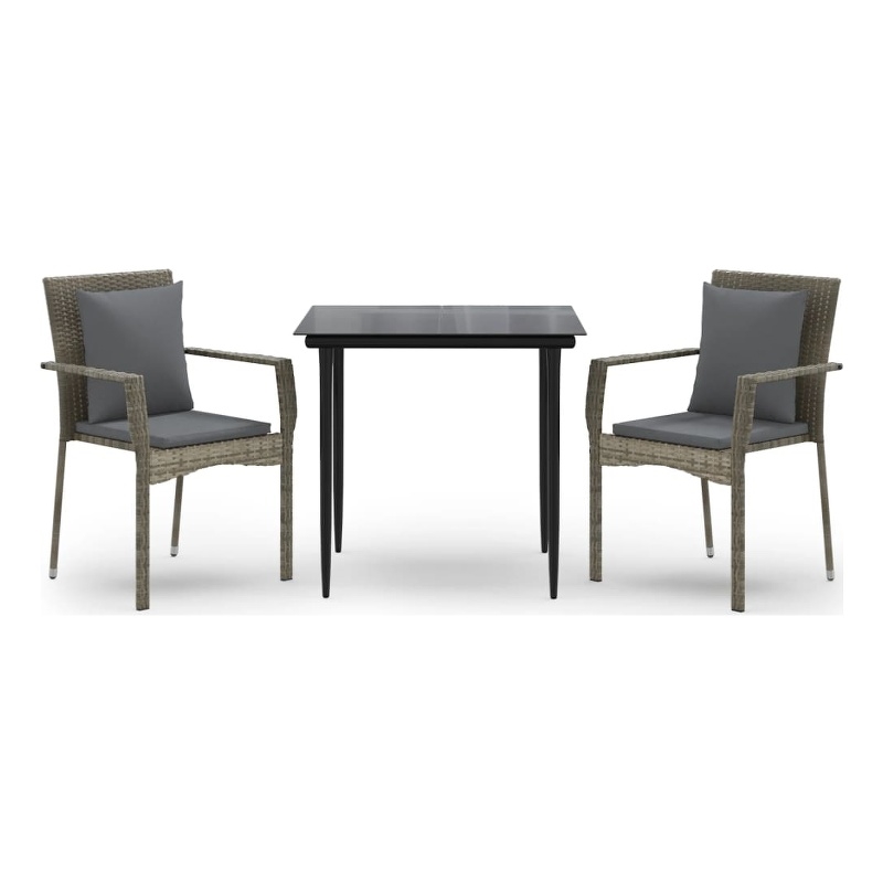 Bowery Hill Contemporary Garden Dining Set in Black and Gray