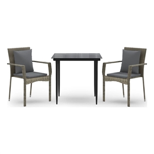 Bowery Hill Contemporary Garden Dining Set in Black and Gray