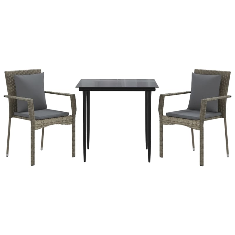 Bowery Hill Contemporary Garden Dining Set in Black and Gray