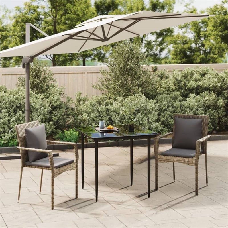 Bowery Hill Contemporary Garden Dining Set in Black and Gray