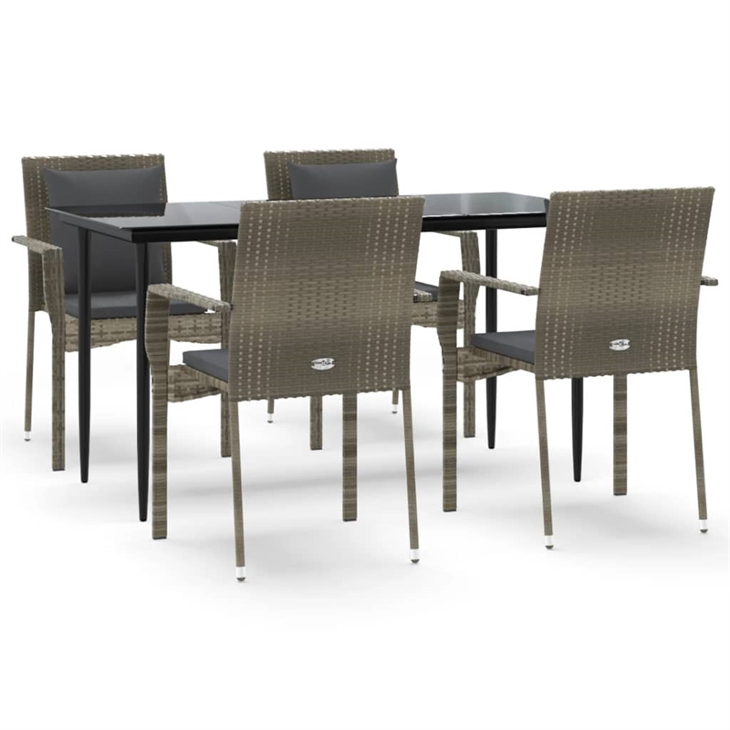 Bowery Hill Contemporary Garden Dining Set in Black and Gray