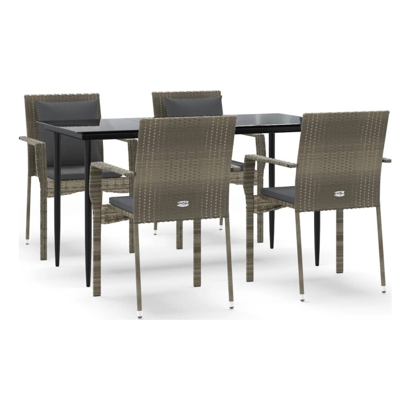 Bowery Hill Contemporary Garden Dining Set in Black and Gray