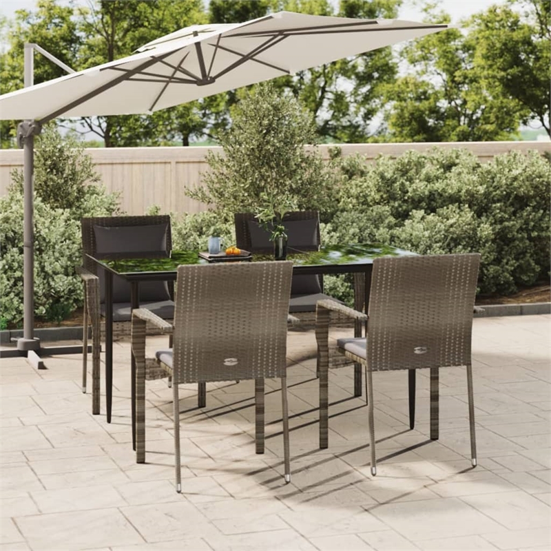 Bowery Hill Contemporary Garden Dining Set in Black and Gray