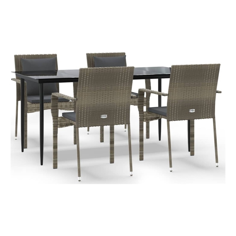 Bowery Hill Contemporary Garden Dining Set in Black and Gray