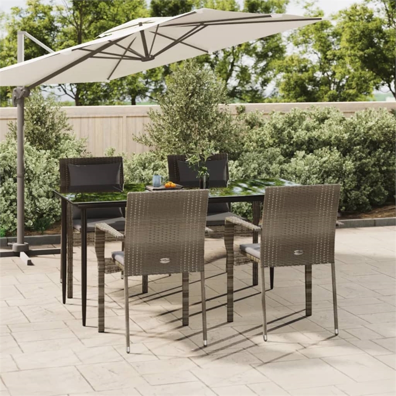 Bowery Hill Contemporary Garden Dining Set in Black and Gray