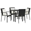 Bowery Hill Contemporary Poly Rattan 5 Piece Garden Dining Set in Black
