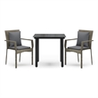 Bowery Hill Poly Rattan Medium Modular Garden Dining Set in Black and Gray