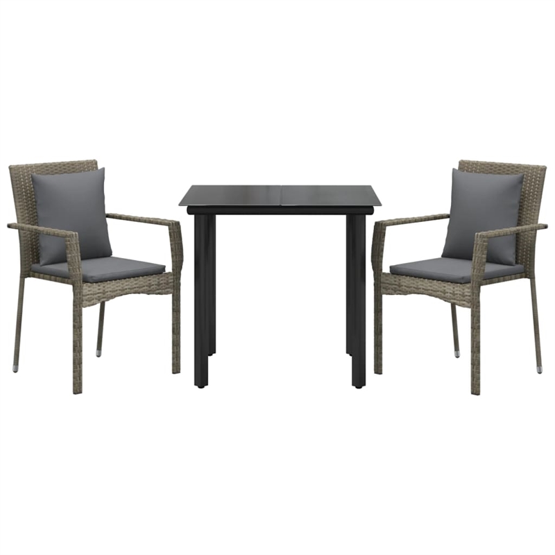 Bowery Hill Poly Rattan Medium Modular Garden Dining Set in Black and Gray