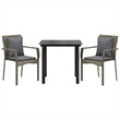 Bowery Hill Poly Rattan Medium Modular Garden Dining Set in Black and Gray